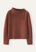 Pullover mit Schlitzkragen, Dunkles Kupfer, webstill