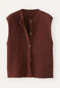 &Auml;rmelloser Cardigan, Dunkles Kupfer, webstill