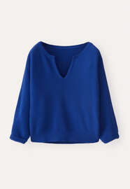Pullover mit geschlitztem Ausschnitt, Saphir, webstill