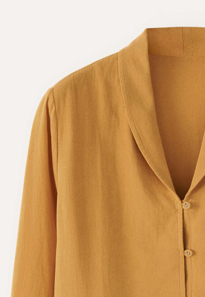 Bluse mit Schalkragen, Senfgelb, completeTheLook