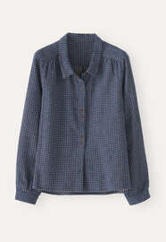 Bluse mit eingewebten Punkten, Zartes Indigo, webstill