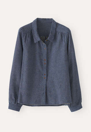 Bluse mit eingewebten Punkten, Zartes Indigo, webstill