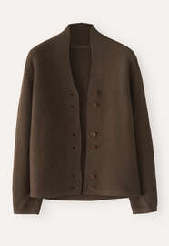 Cardigan mit Knopfleiste, Dunkelbraun, webstill