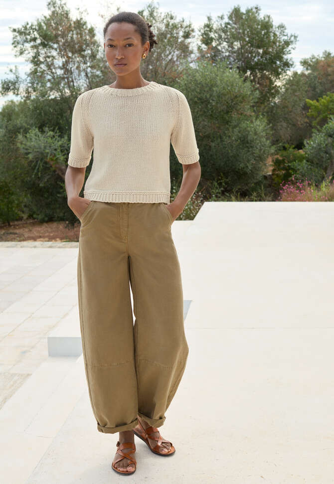 Jeans mit geschwungenen N&auml;hten, Olivbraun, completeTheLook