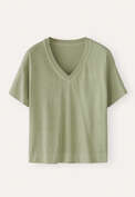 T-Shirt mit V-Ausschnitt, Blasses Farngr&uuml;n, webstill