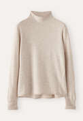 Pullover mit hohem Kragen, Ecru/Rehbraun, webstill