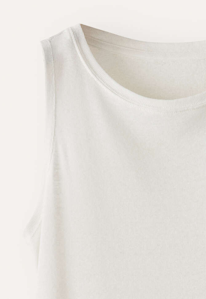 Top mit hohem Ausschnitt, Ecru, completeTheLook