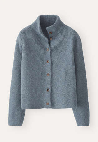 Korbmuster-Cardigan, Frostiges Petrol, webstill
