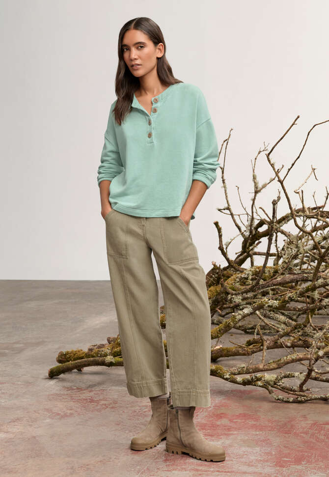 Jersey-Oberteil mit Knopfleiste, Aqua-Jade, completeTheLook