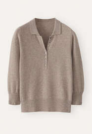 Pullover mit Kragen, Braun/Rehbraun, webstill