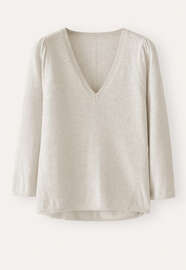 V-Ausschnitt-Pullover, Perlgrau, webstill