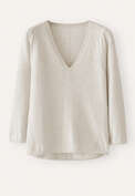 V-Ausschnitt-Pullover, Perlgrau, webstill