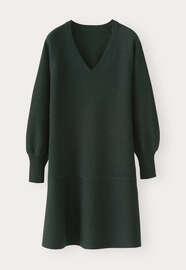 Kleid mit Peplum-Saum, Dunkles Waldgr&uuml;n, webstill