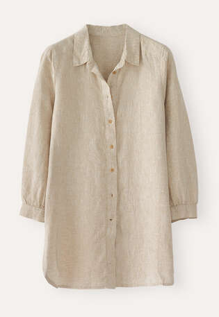 Bluse mit tiefen Seitenschlitzen, Natur, webstill