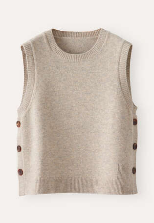 &Auml;rmelloser Pullover, Kiesel, webstill