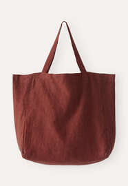 Totebag aus Leinen, Dunkelrot, webstill