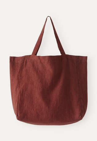 Totebag aus Leinen, Dunkelrot, webstill