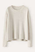 Pullover mit Rundhalsausschnitt, Perlgrau, webstill