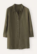 Bluse mit tiefen Seitenschlitzen, Dunkles Khaki, webstill