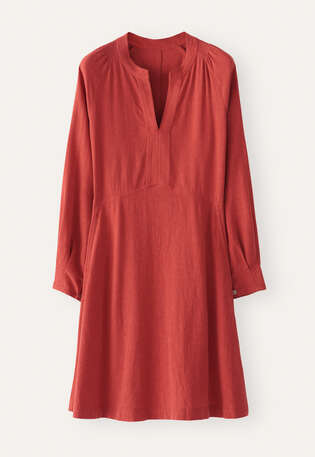 Kleid mit Eins&auml;tzen, Gebranntes Rot, webstill