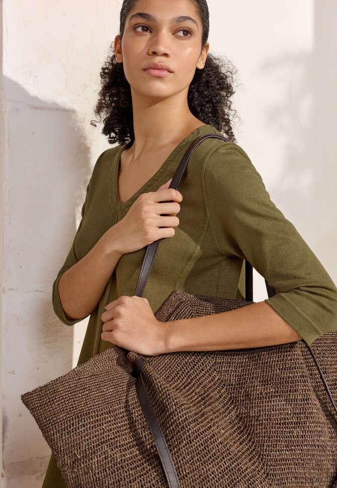Gro&szlig;e Tasche mit geknoteten Lederriemen, Taupe, completeTheLook