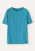 T-Shirt, Zartes Pfauenblau, webstill