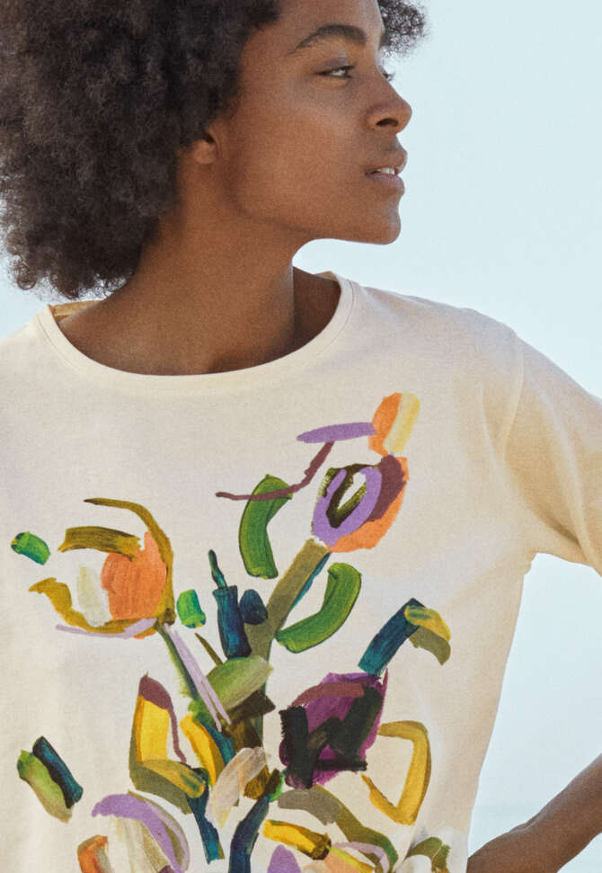 Bedrucktes Jersey-Oberteil , Waldgr&uuml;n und Violett, completeTheLook