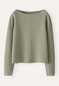 Pullover mit U-Boot-Ausschnitt, Salbei, webstill