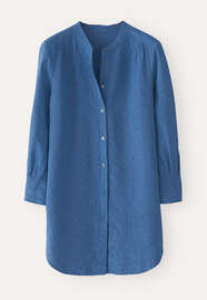 Lange Bluse mit geschwungenem Saum, Indigo, webstill
