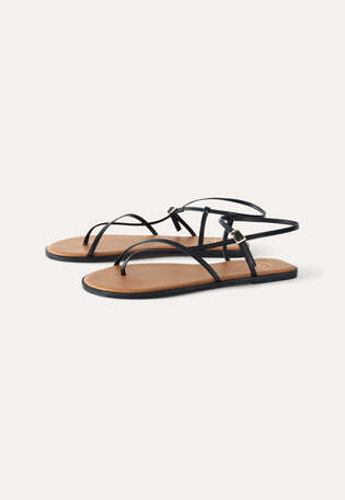 Mehrriemige Sandalen, Schwarz, webstill