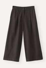K&uuml;rzere, weite Hose, Braun/Schwarz, webstill