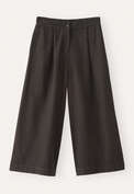 K&uuml;rzere, weite Hose, Braun/Schwarz, webstill