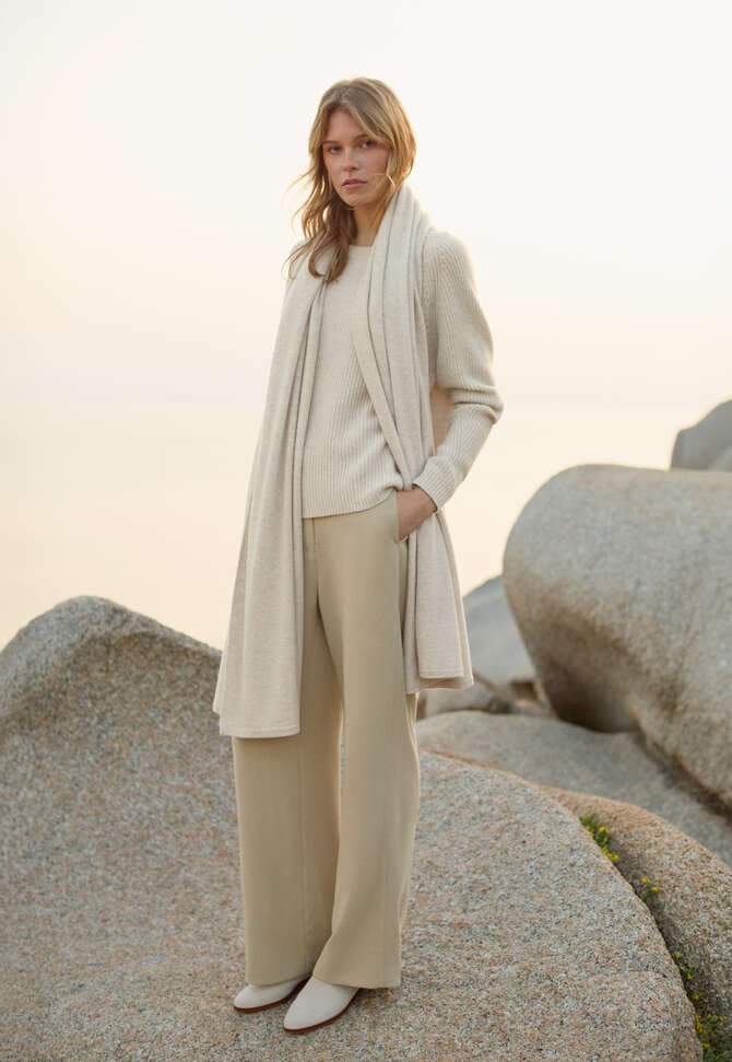 Gerippter Pullover mit Rundhalsausschnitt, Perlgrau, completeTheLook