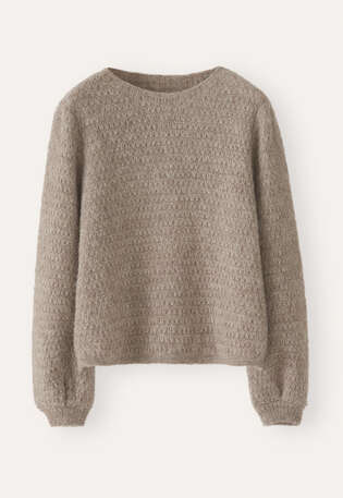 Fangmuster-Pullover, Taupe-Braun, webstill