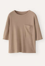 T-shirt mit Tasche, Weizen, webstill