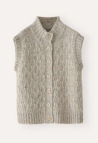 Wabenmuster-Pullover, Rehbraun-Grau, webstill