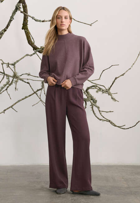 Elegante Hose mit weitem Bein, Weinrot, completeTheLook