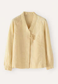 Hemd im Kimono-Stil, Pastellgelb, webstill