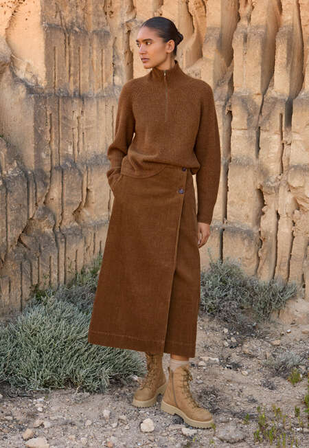 Pullover mit Frontrei&szlig;verschluss, Chilibraun, completeTheLook