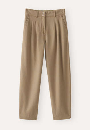 Schmal zulaufende Hose, Kamelgrau, webstill
