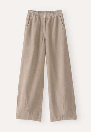 Cordhose mit Abn&auml;hern am Saum, Haferbeige, webstill