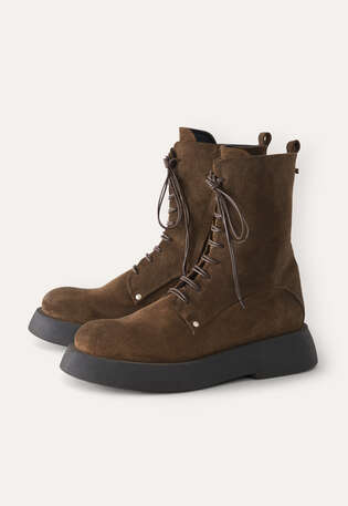 Schn&uuml;rstiefel, Braun, webstill