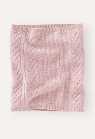 Snood im Zopfmuster, Zartes Orchideenrosa, webstill