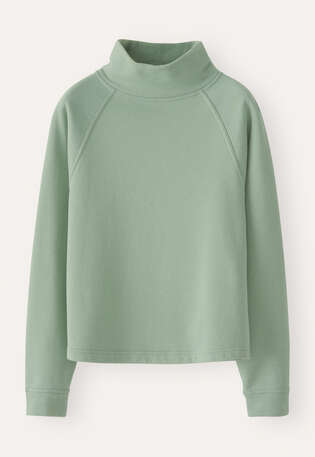 Trichterkragen-Sweatshirt, Dunkles Aqua, webstill