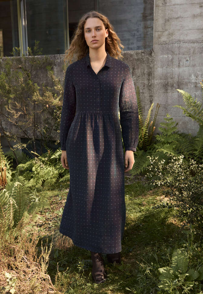 Kleid mit Kreuzmuster, Dunkles Pflaumenrot, completeTheLook