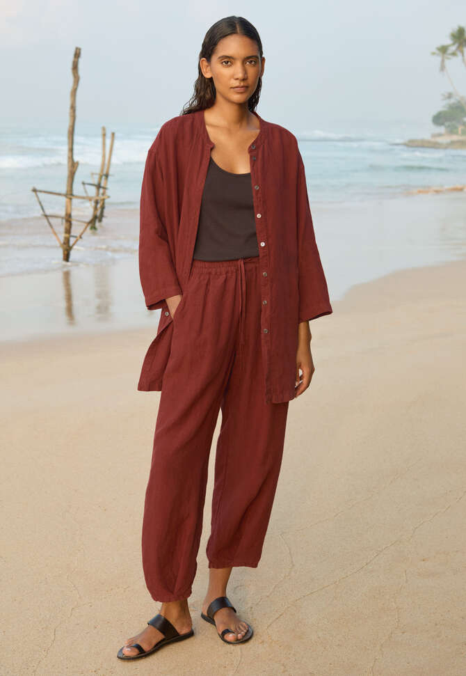 Bluse mit gekn&ouml;pften Seiten, Chilibraun, completeTheLook