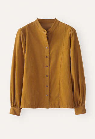 Bluse mit gerafften &Auml;rmeln, Gold, webstill