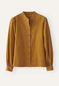 Bluse mit gerafften &Auml;rmeln, Gold, webstill