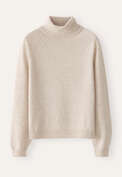 Rollkragenpullover, Ecru/Rehbraun, webstill
