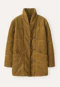 Wattierter Mantel mit Schalkragen, Flechte, webstill